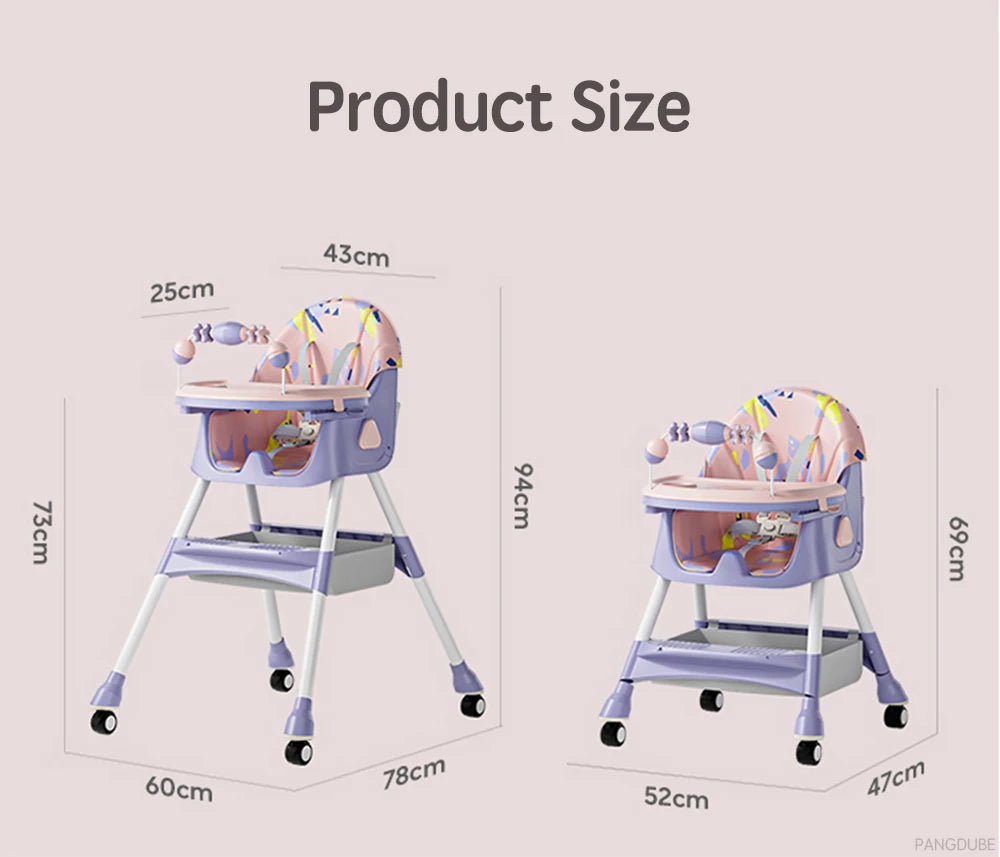 Foldable Baby High Chair Reclining