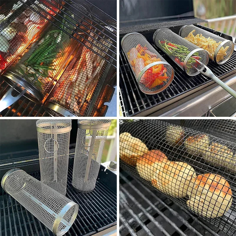 BBQ Basket Stainless Steel Rolling Grilling