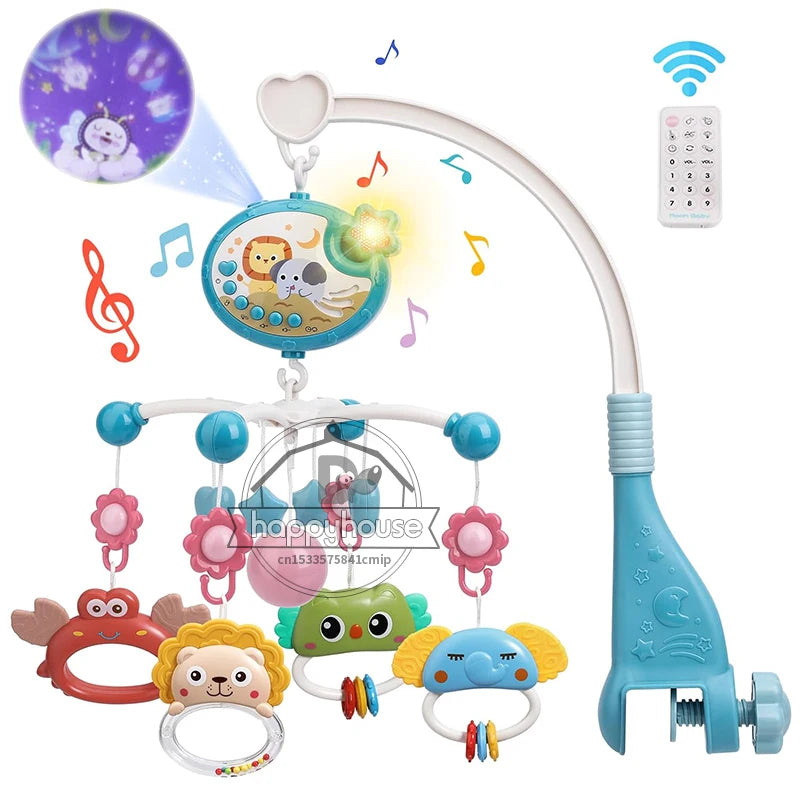 Musical Baby Crib Mobile with Lights Music Projection for Infants 0-6 Months Remote Control Crib Toys for Newborn Baby Mobile