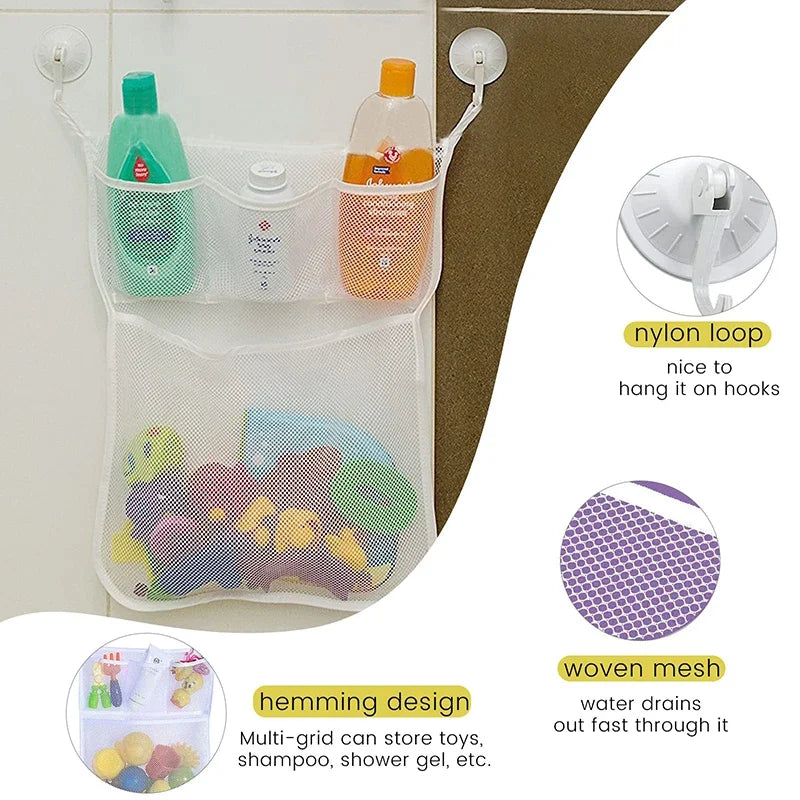 Baby Shower Bath Toys Storage Mesh with Strong Suction Cups