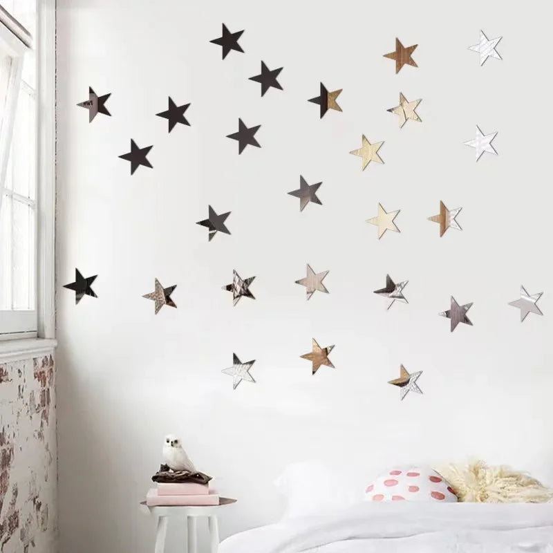 20/42pcs Star Mirror Wall Sticker