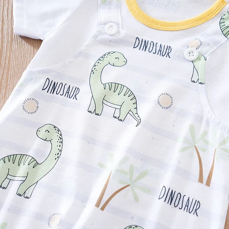 Summer Newborn Boys And Girls Cute Short Sleeve Jumpsuit