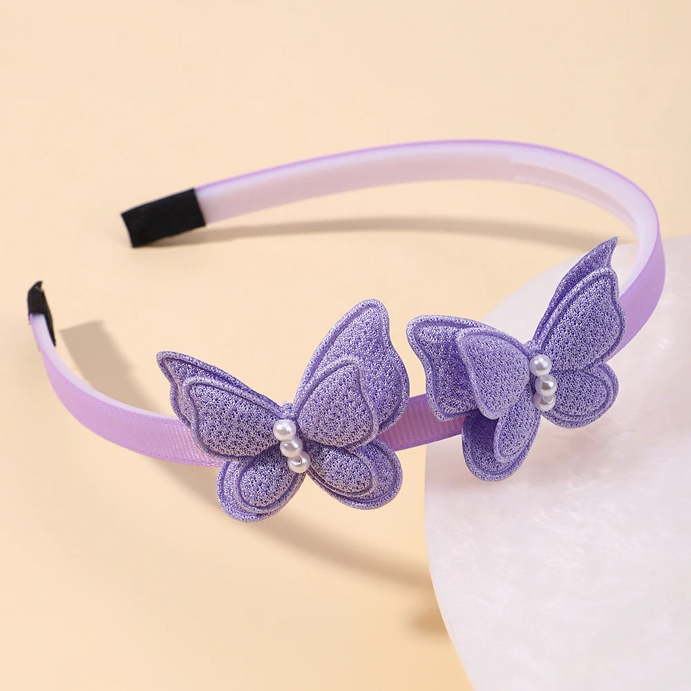 1Pcs Cute Girl Butterfly Hairband Simulated Pearl