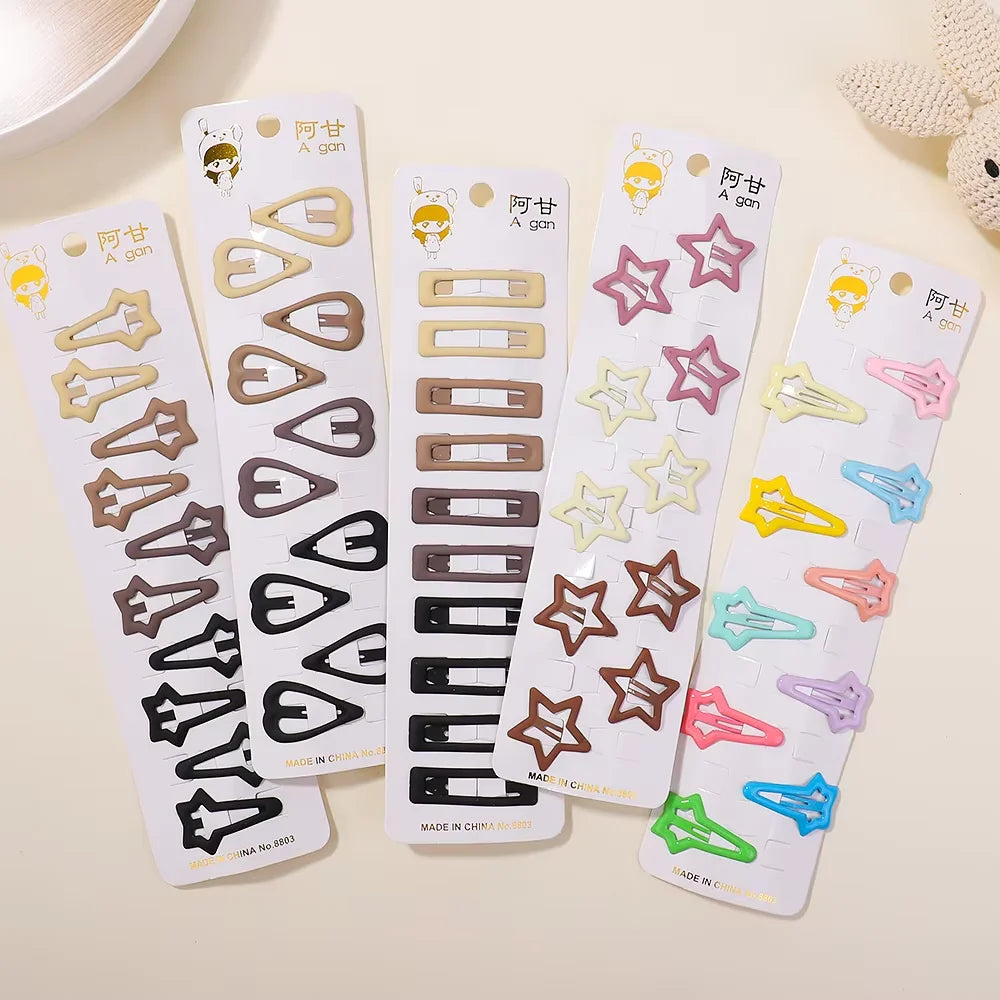 10pcs Kawaii Geometric Metal Hairpins Set