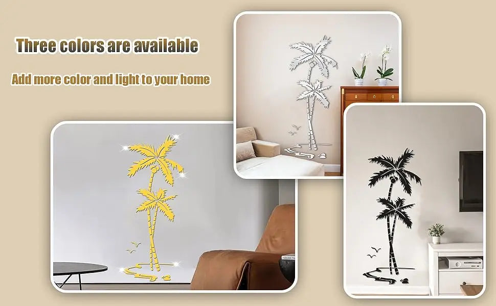 3D Coconut Tree Acrylic Mirror Wall Stickers