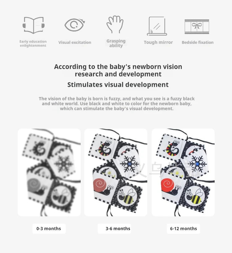 Baby visual stimulation card black and white high contrast