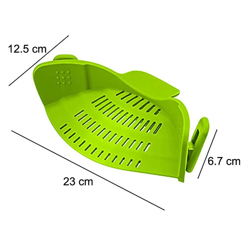 Universal Silicone Clip on Pan Pot Strainer Anti Spill Pasta