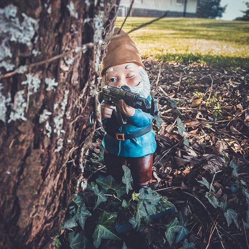 Funny Army Gnome Garden Statue Resin