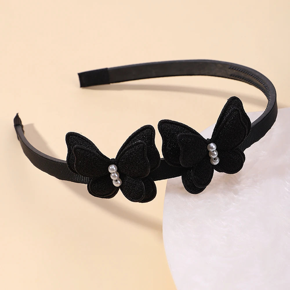 1Pcs Cute Girl Butterfly Hairband Simulated Pearl