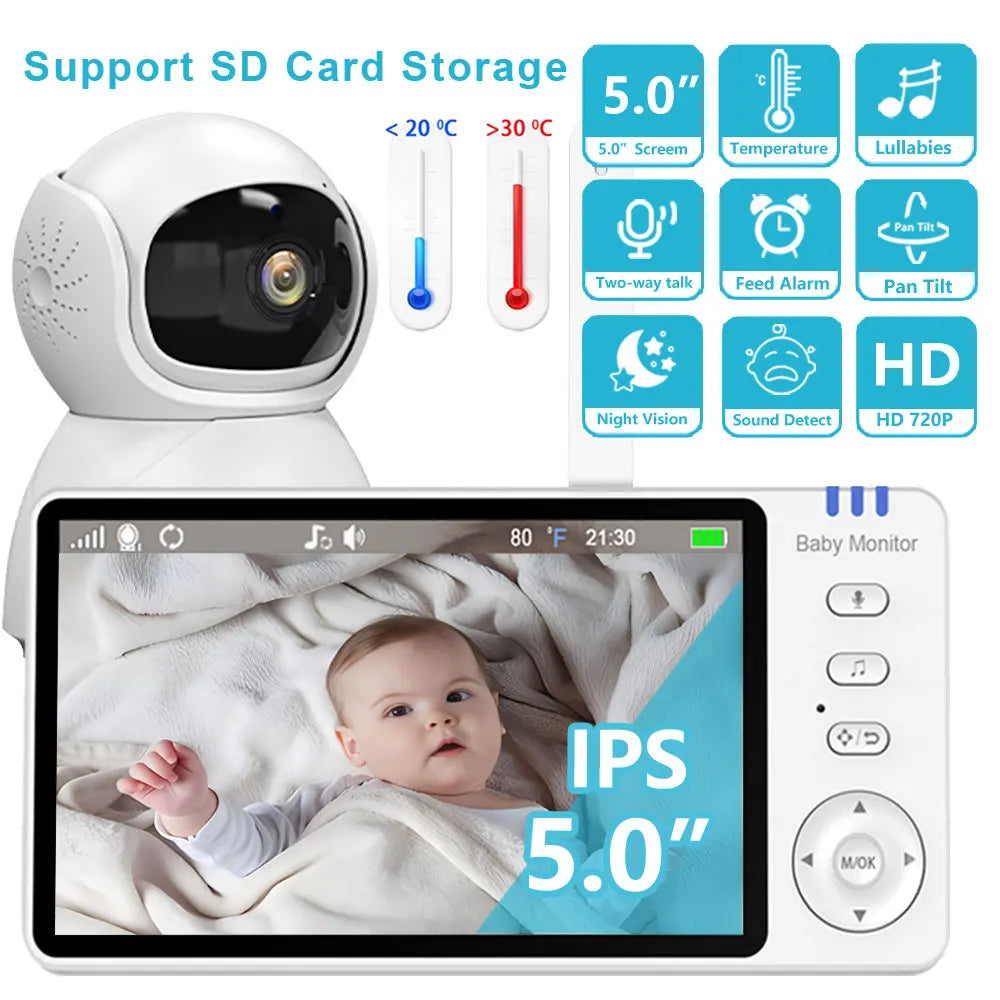 5"IPS Video Baby Monitor With Pan Tilt