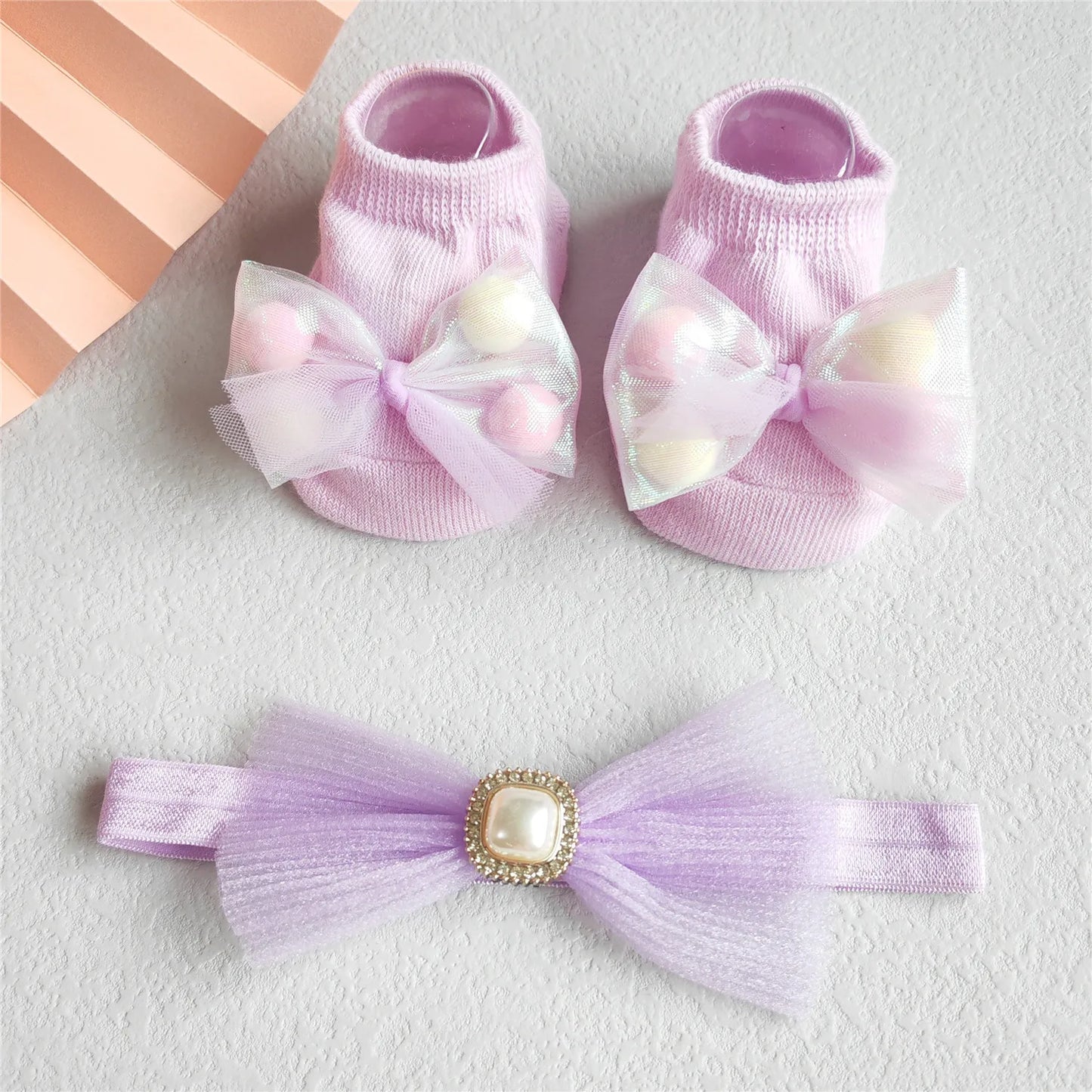 2Pcs/Set Lace Flower Baby Girl Headband Socks