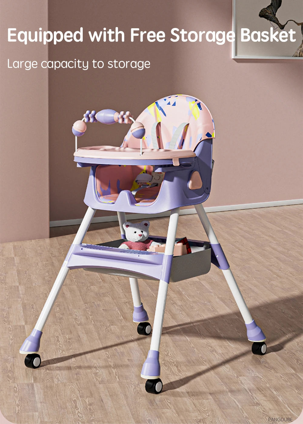 Foldable Baby High Chair Reclining