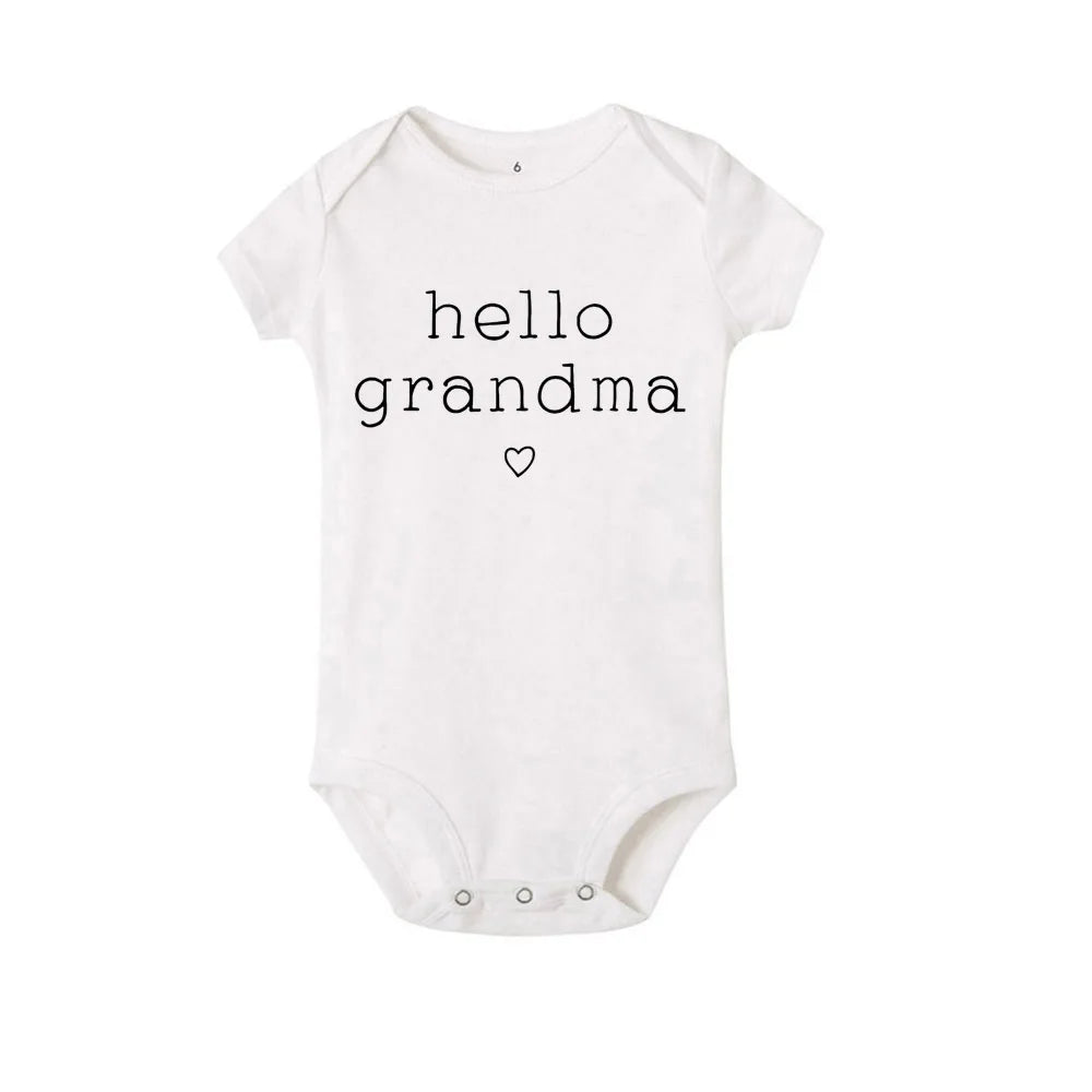 Hello Grandma Grandpa Newborn Baby Summer  Bodysuits