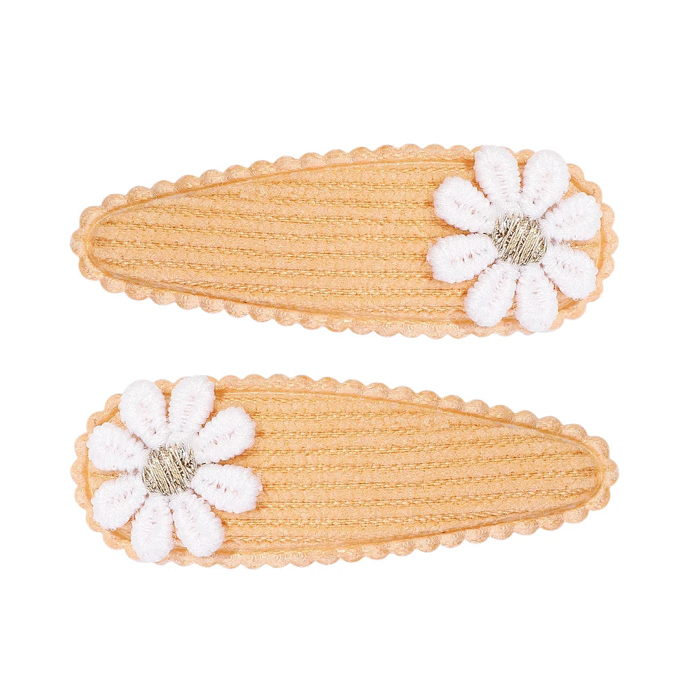 10Pcs Lovely Cloth Hair Clip Flower Embroidery