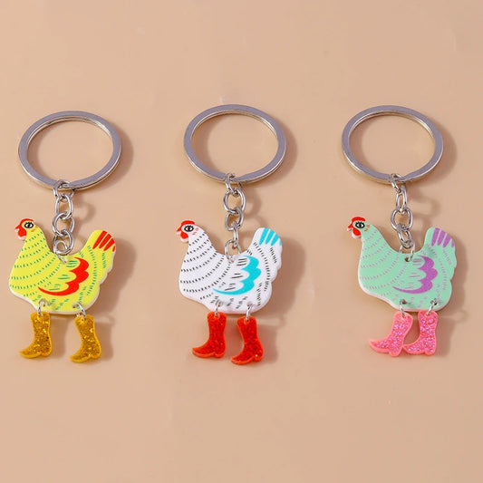 Cute Funny Easter Chicken Hen Keychain