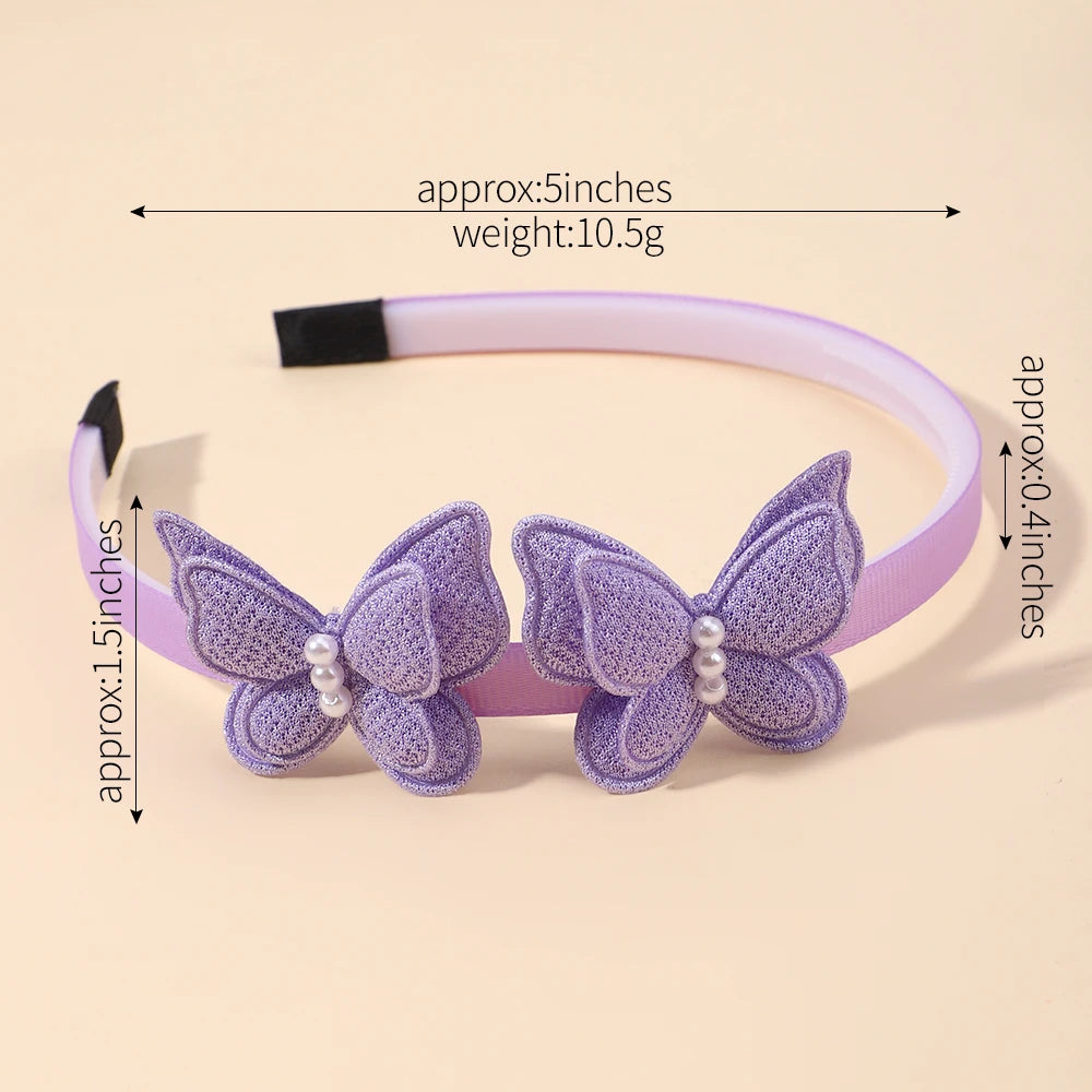 1Pcs Cute Girl Butterfly Hairband Simulated Pearl