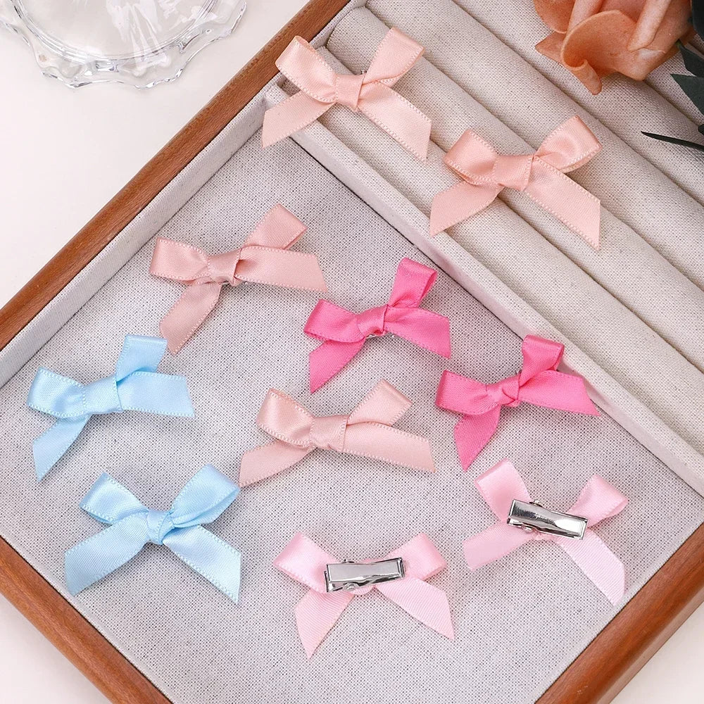 24Pcs Girls Bows Mini Hair Clips  Handmade