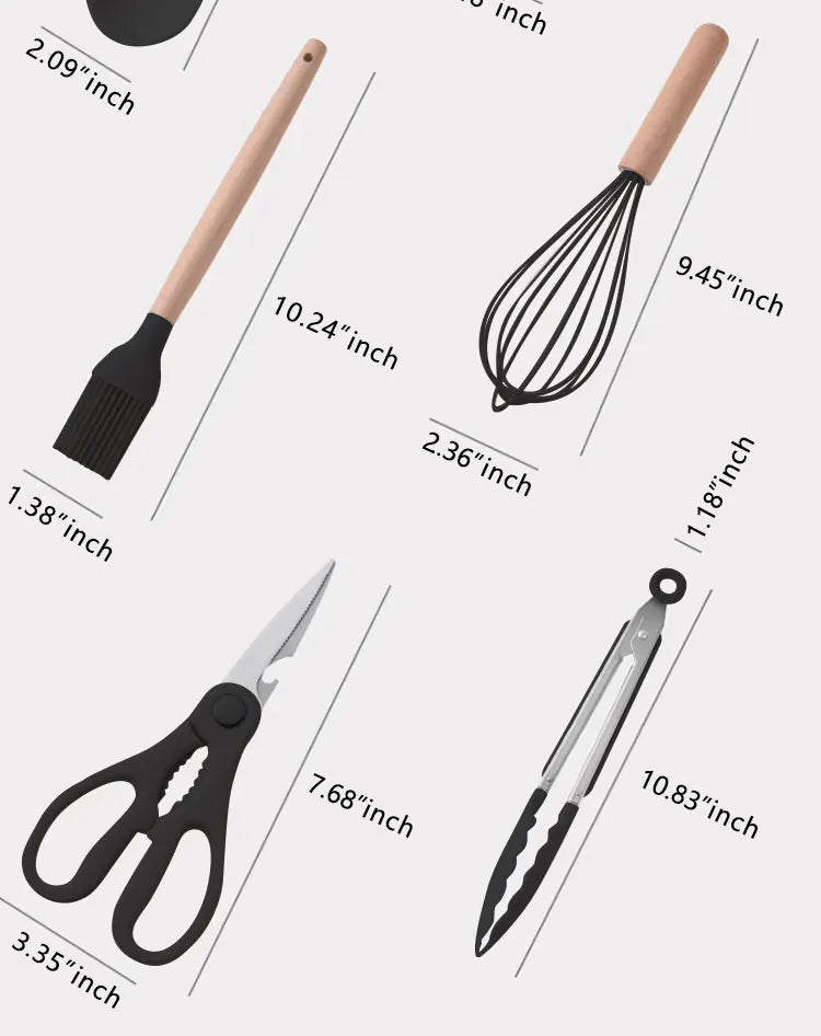 19pcs Silicone Cooking Utensils Set