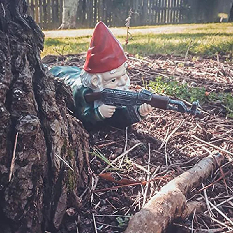 Funny Army Gnome Garden Statue Resin