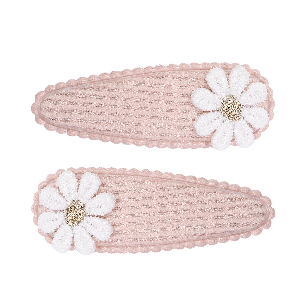 10Pcs Lovely Cloth Hair Clip Flower Embroidery