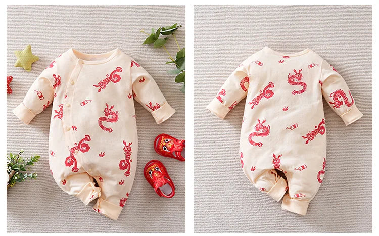 Baby Jumpsuit Aged 0-18 Months Made Of Pure Cotton And Long Sleeved