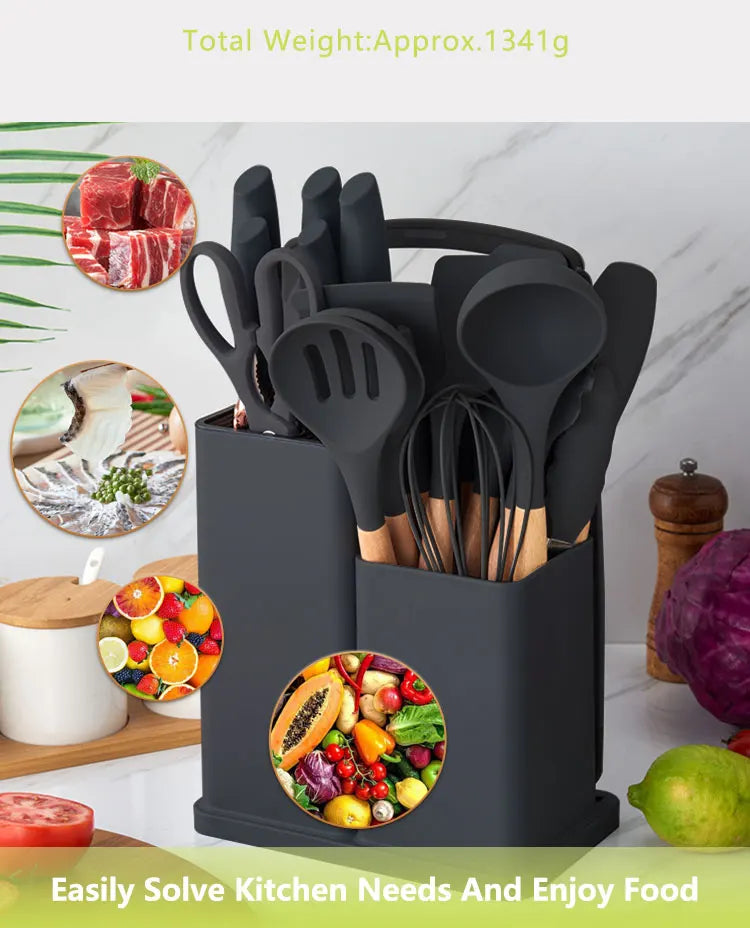 19pcs Silicone Cooking Utensils Set