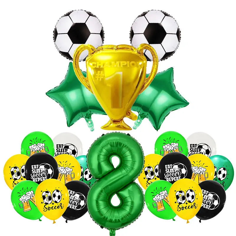 Soccer Football Birthday Decorations Aluminum Film Balloon Tableware Plate Cup Napkins Tablecloth Baby Shower Party Supplies