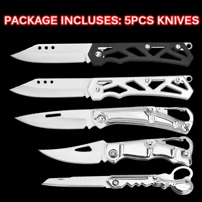 5PCS Pocket Folding Fruit Knife Set Stainless Steel