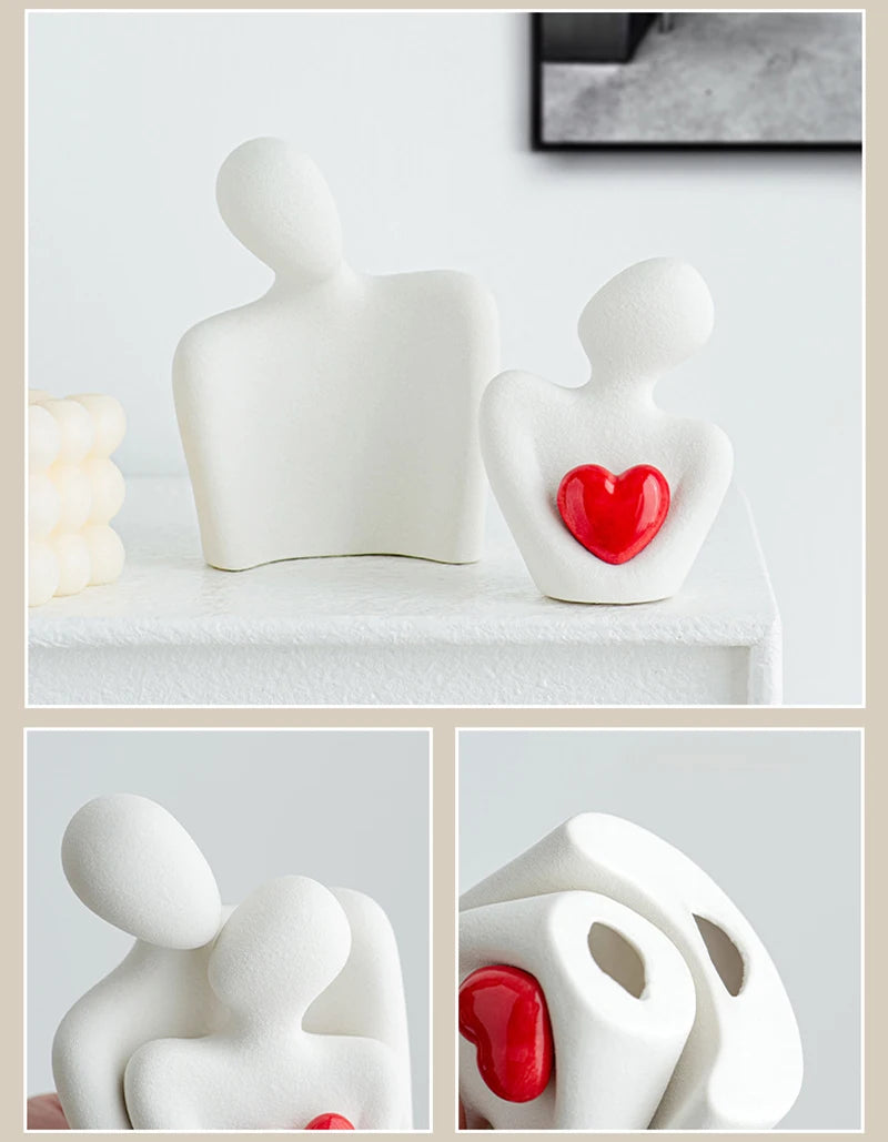 Ceramic couple ornaments room decor miniature