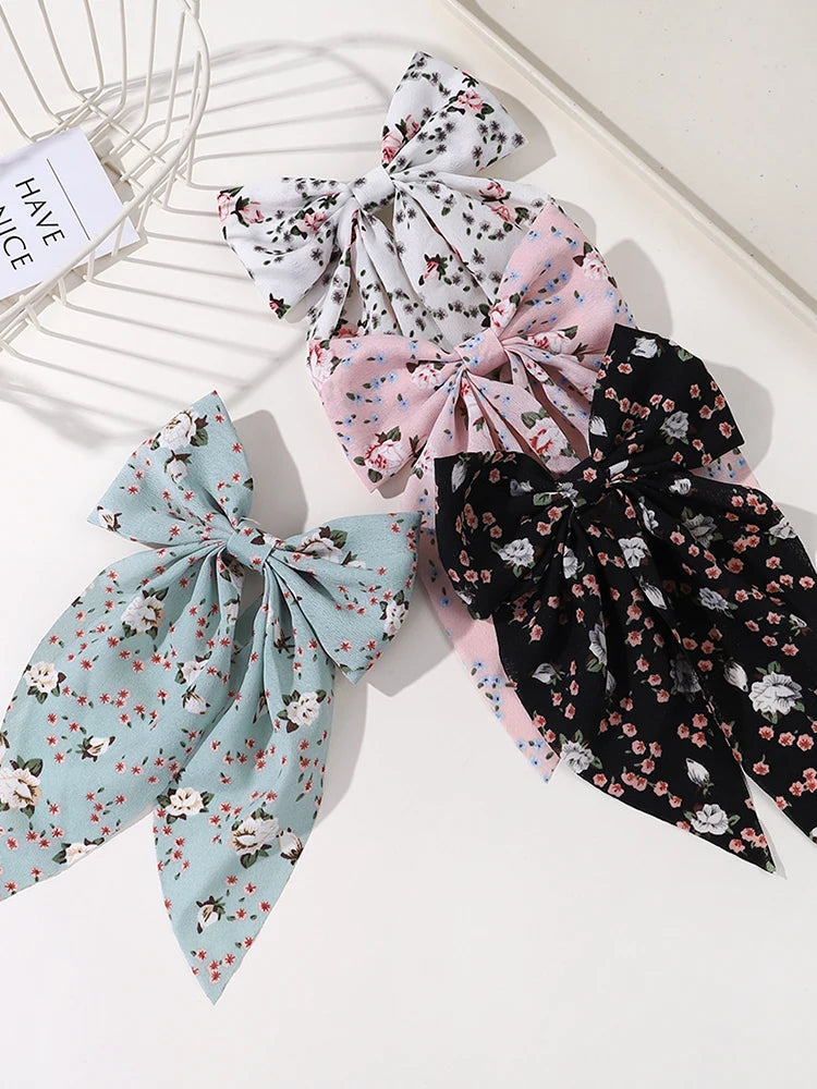 Fashion 1/4pc Ribbon Bow Hair Clips