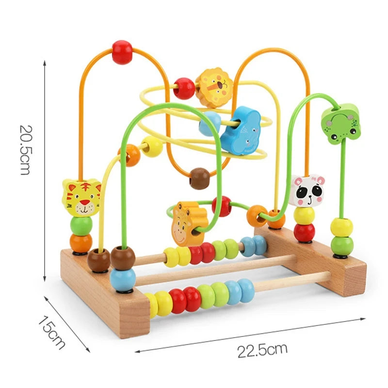 Baby Toys Wooden Roller Coaster Bead Maze Abacus Math