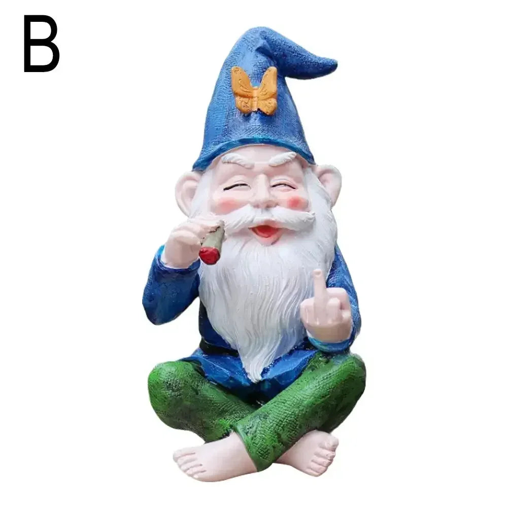 Garden Gnome Ornaments Resin Statue Figurine Smoking