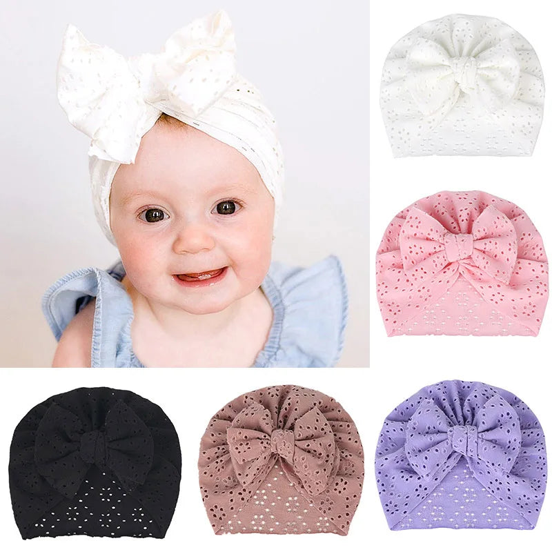 3Pcs Summer Baby Bow Turban Hat Elastic