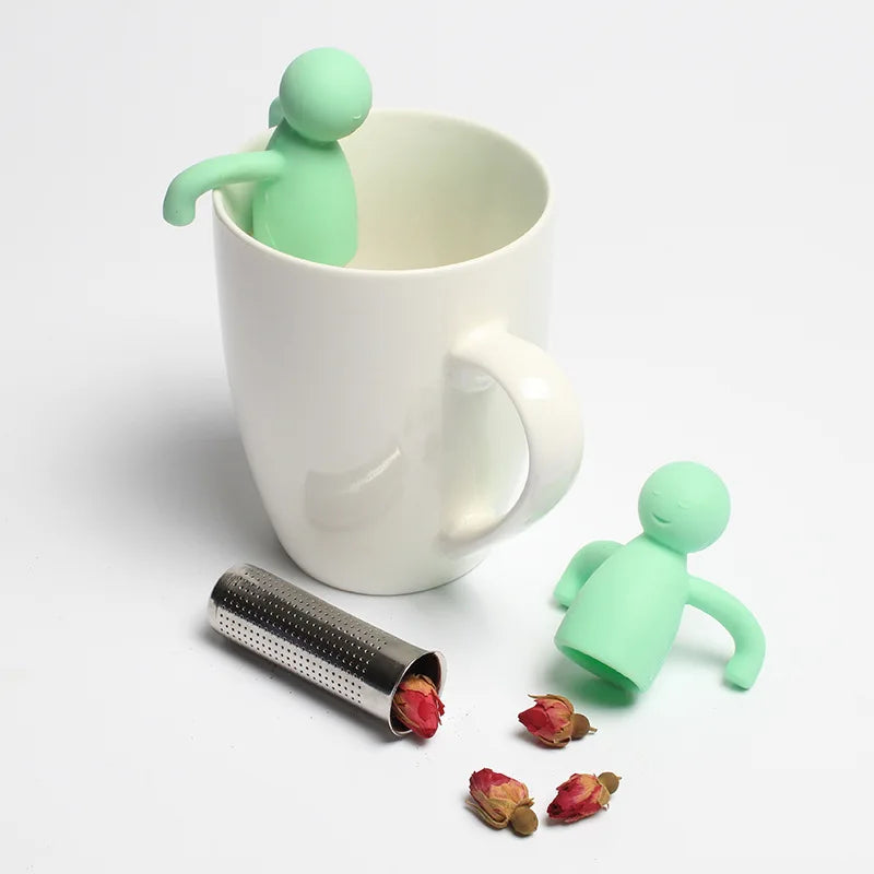 Creative Little Man Shape Silicone Stainless Steel Tea Infuser