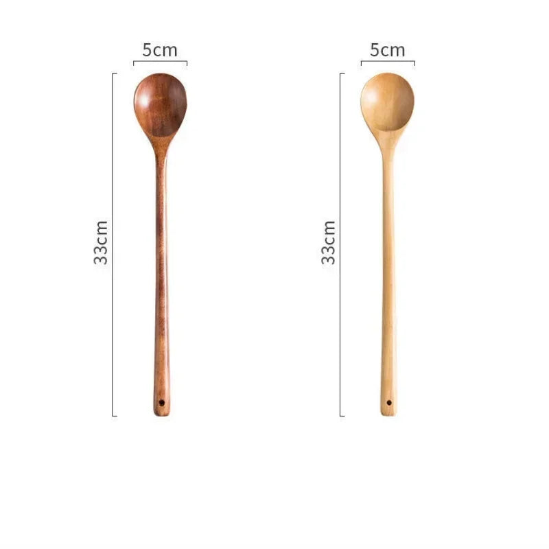 Long Wooden Stirring Spoon Natural Wood