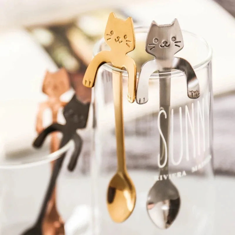 4pcs/set Stainless Steel Mini Cat Kitten Design