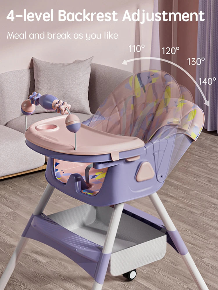 Foldable Baby High Chair Reclining