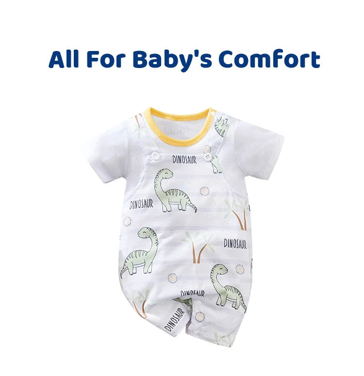 Summer Newborn Boys And Girls Cute Short Sleeve Jumpsuit