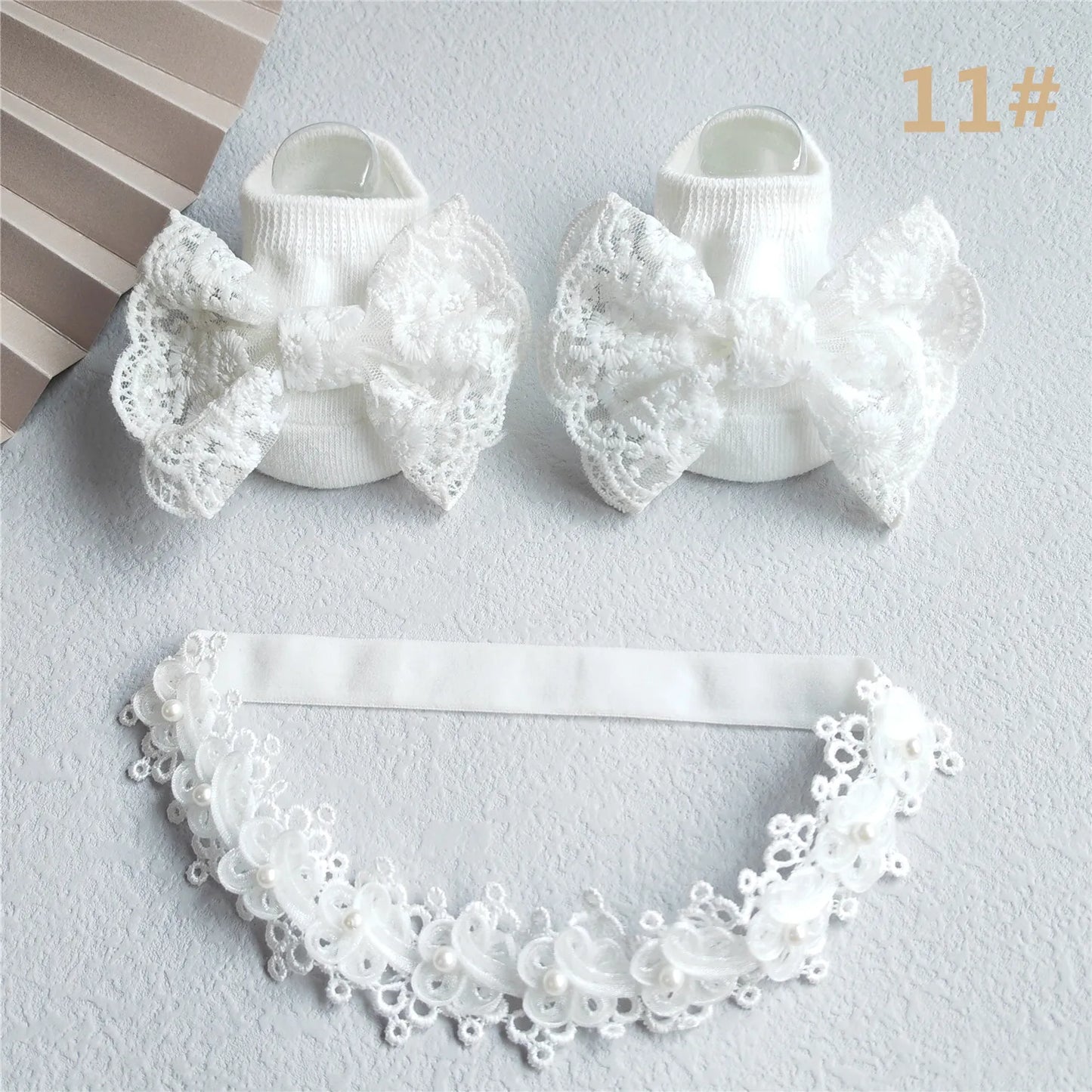 2Pcs/Set Lace Flower Baby Girl Headband Socks