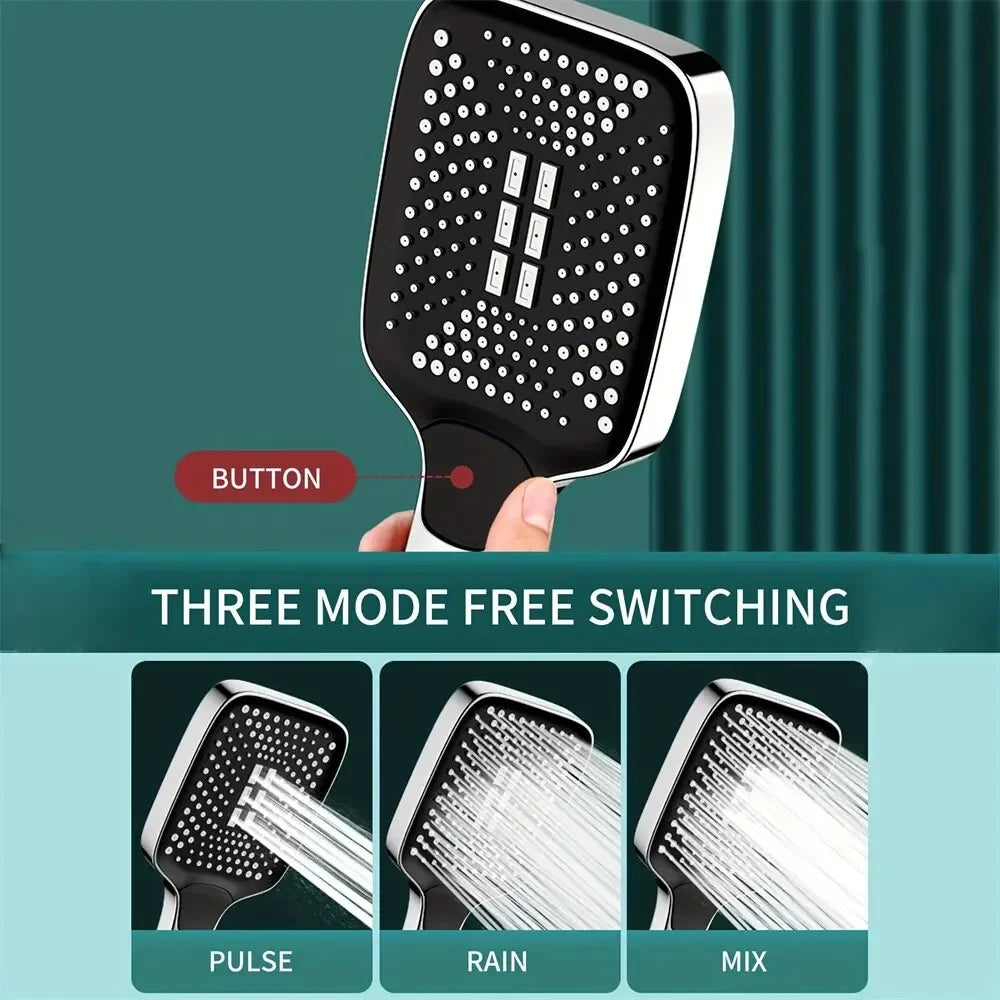 Adjustable Shower Head 3 Mode Rainfall Shower Large Flow