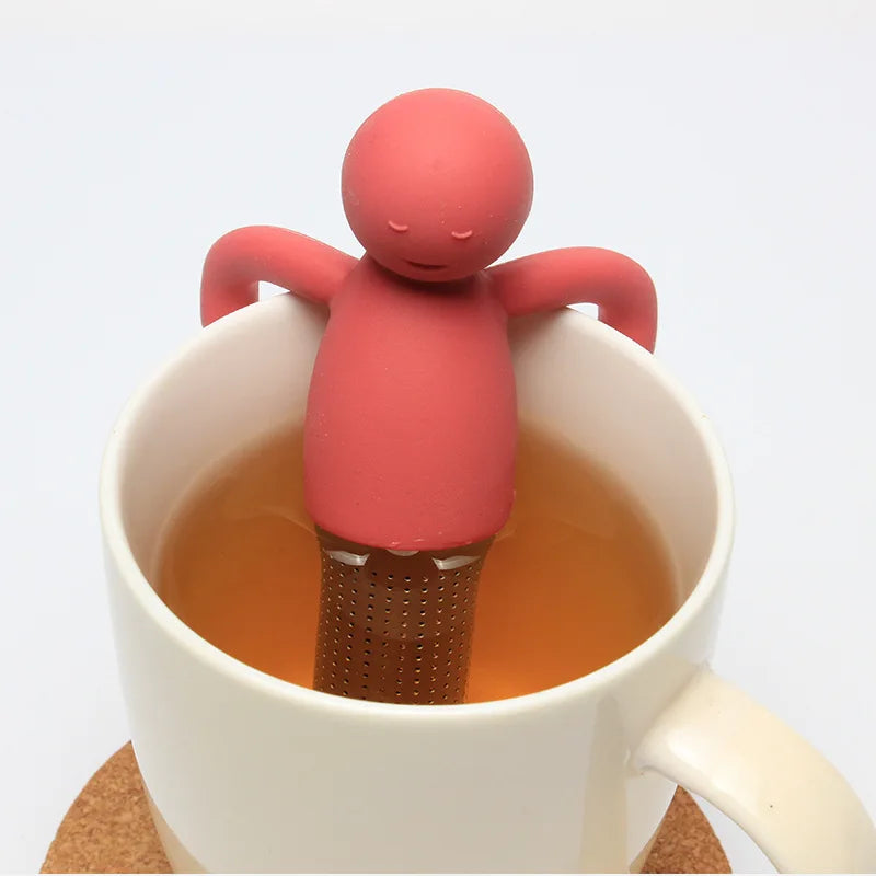 Creative Little Man Shape Silicone Stainless Steel Tea Infuser