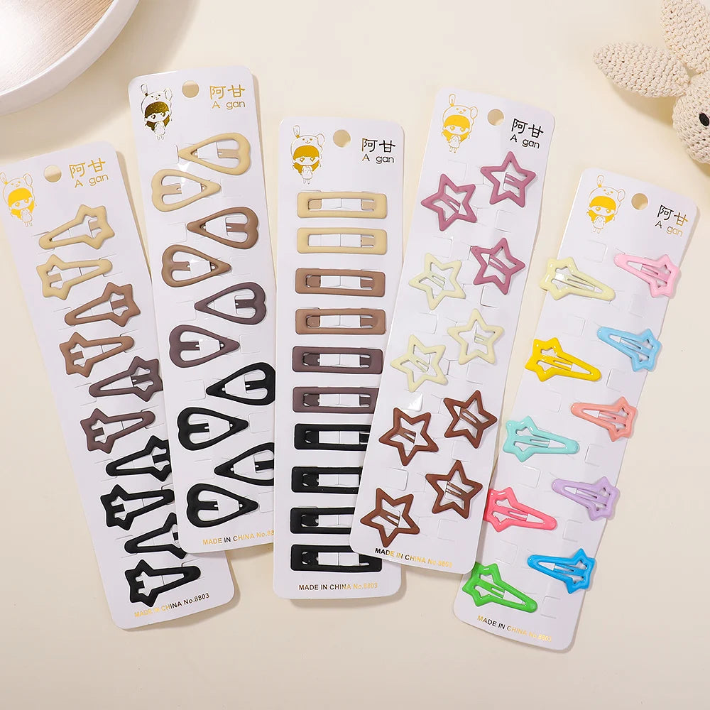 10pcs Kawaii Geometric Metal Hairpins Set