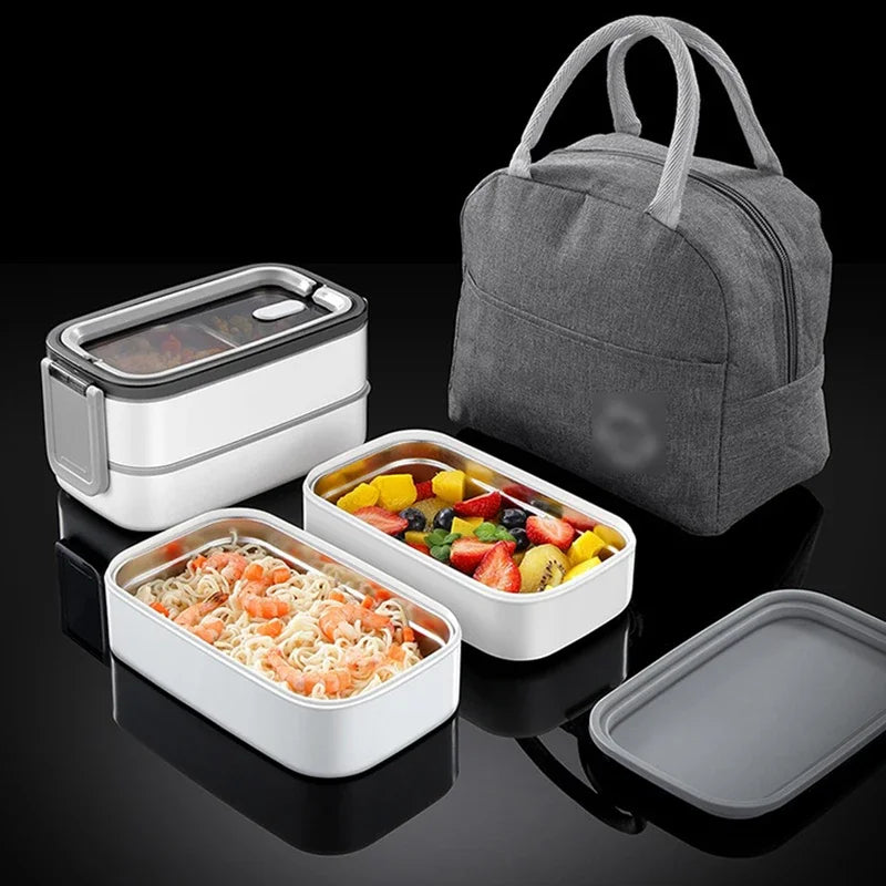 Stainless Steel Lunch Box with Thermal Bag Double Compartment