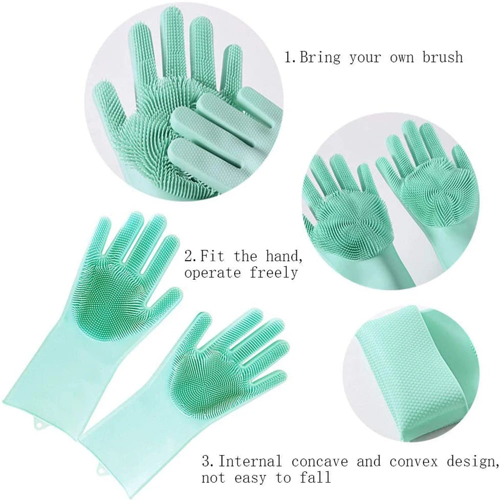 Dishwashing Cleaning Gloves Magic Silicone Rubber