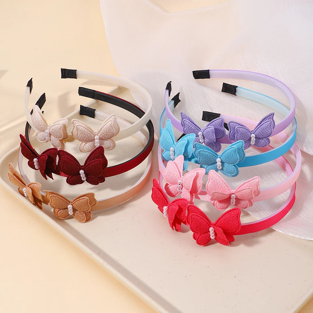 1Pcs Cute Girl Butterfly Hairband Simulated Pearl