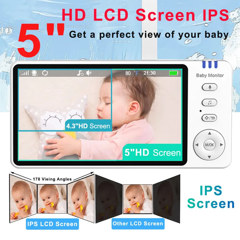 5"IPS Video Baby Monitor With Pan Tilt