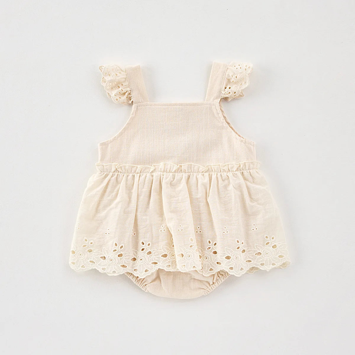 Baby Girls' Summer Embroidered Lace Suspender Bodysuits Skirt