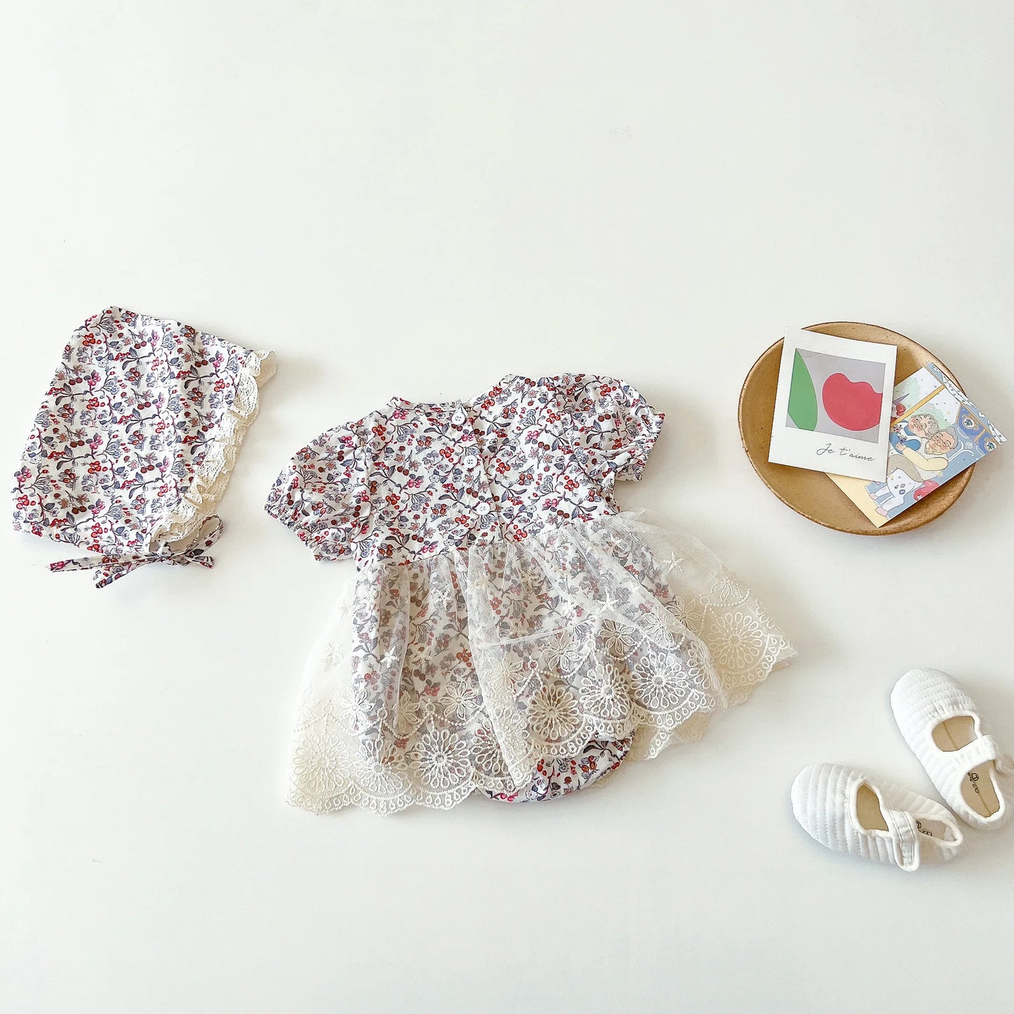 Summer Baby Girl's Floral Short-sleeved Bodysuit