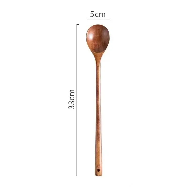 Long Wooden Stirring Spoon Natural Wood