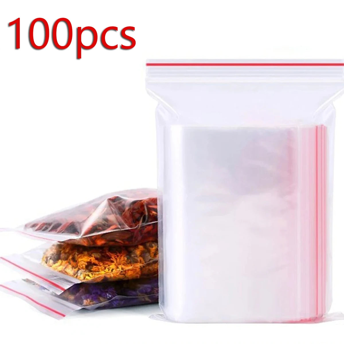 100Pcs Thicken Zipper Self-sealing Bags Plastic